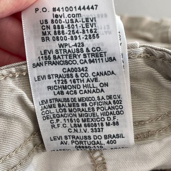 Levis Shorts Mens 38 Khaki Cargo Snap Pocket 100% Cotton 11" Inseam - Picture 10 of 12